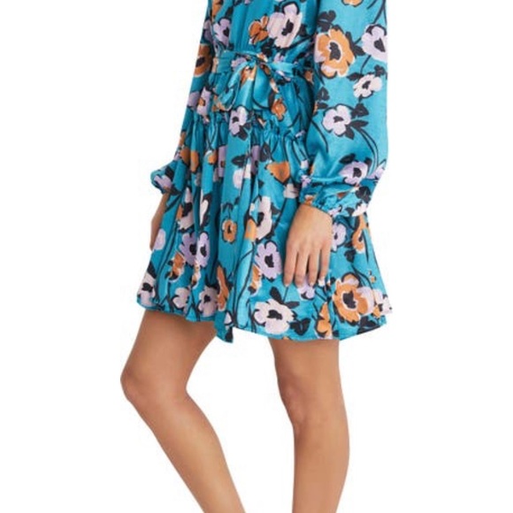 NWT VICI Collection Print Balloon Sleeve Tie Waist Dress - Picture 3 of 6